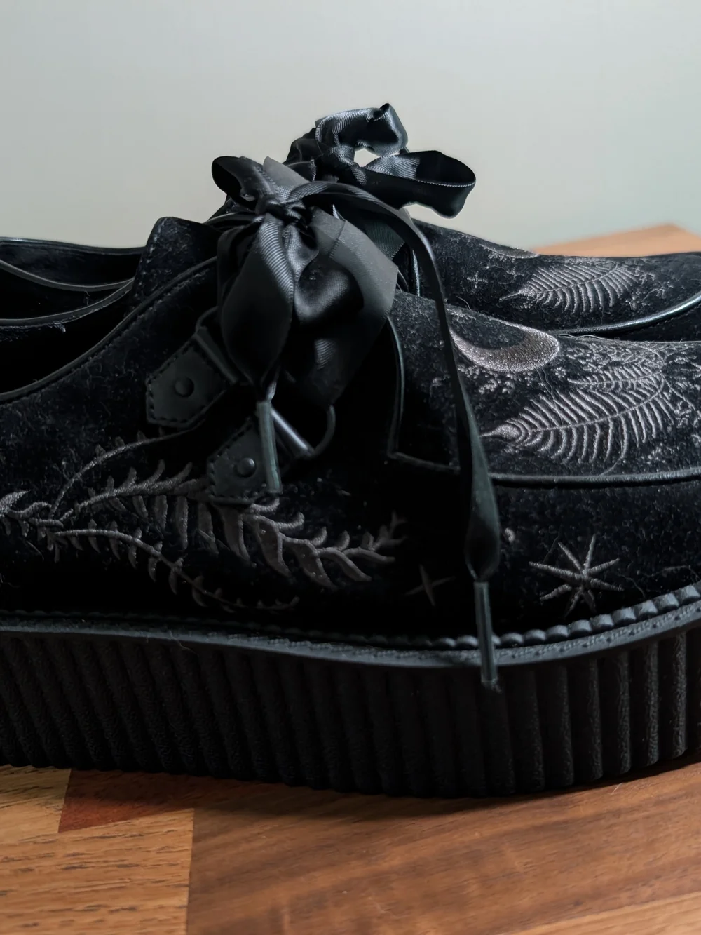 Killstar Black Velvet Crescent Moon Platform Creepers